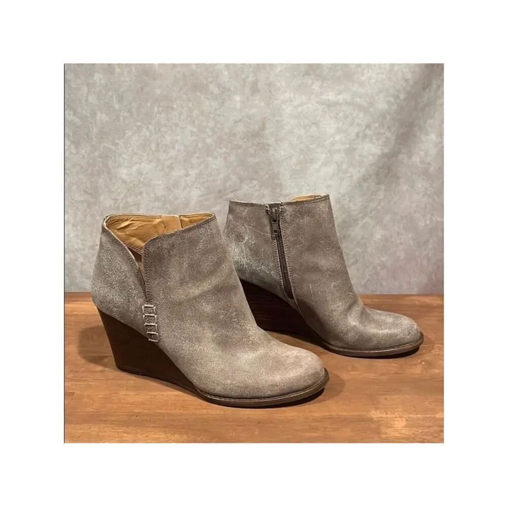 Lucky Brand gray leather side zip Yimme booties size 9.5